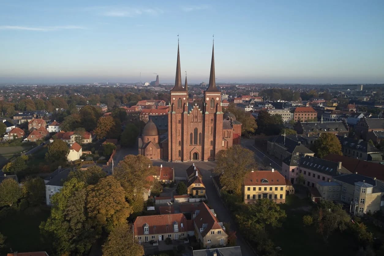 Roskilde Domkirke set fra luften